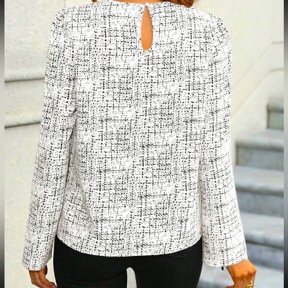 SHEIN work blouse, back button detail, long sleeve, size L 8/10 - Picture 2 of 4